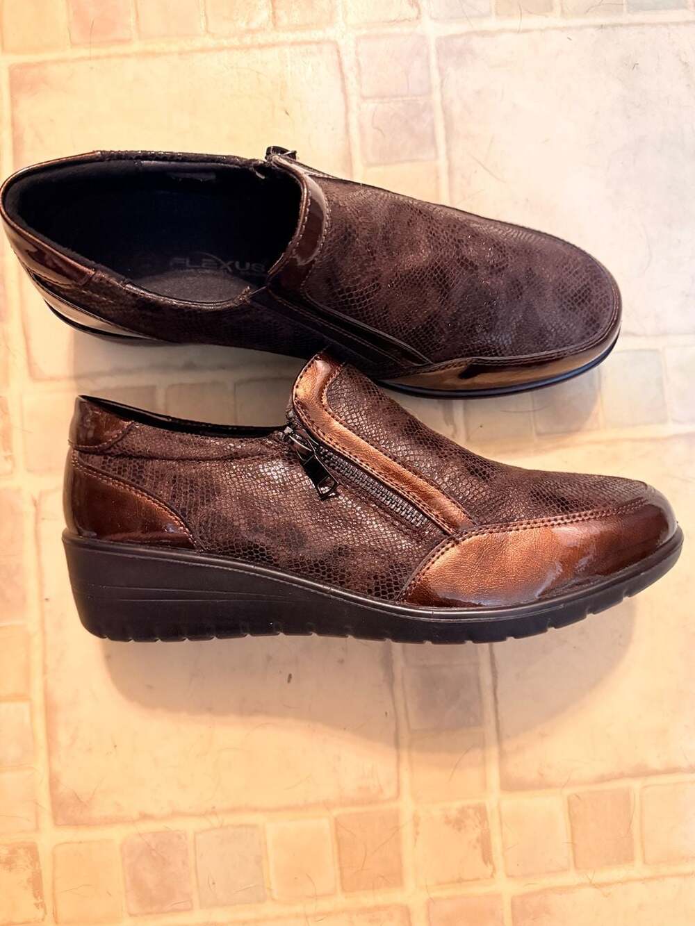 Flexus by Spring Step Concha Metallic Slip-On Shoes with Zipper
